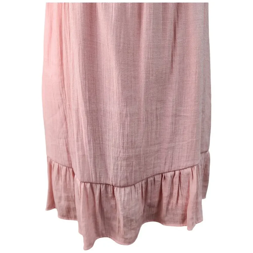 Love Tree Dress Women SMALL Pink Ruffled Crinkle Gauze Lined Beach Coastal Summe - Picture 5 of 13